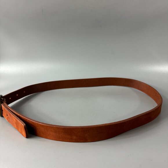 Eddie Bauer Cognac Tan Leather Brass Buckle Women's Belt, Size L - Picture 3 of 12